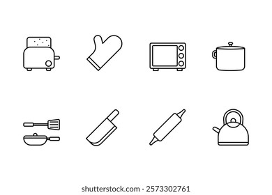 Kitchen Tools and Appliances Icon Set	
