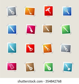 kitchen tools. card icons for web