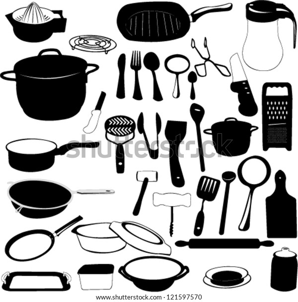 Kitchen Tools Collection Vector Stock Vector Royalty Free 121597570 Shutterstock 7452