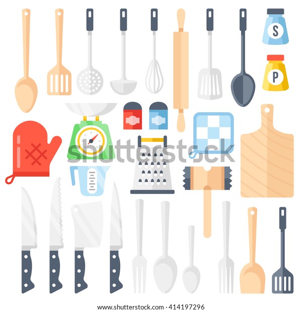Kitchen Tools Cooking Equipment Kitchen Utensils Stock Vector