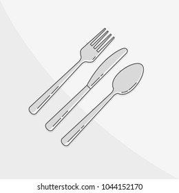 Kitchen tools - cutlery vector illustration on gray background