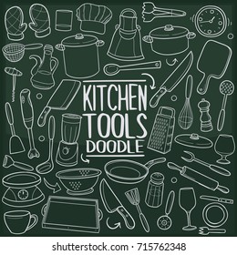 Kitchen Tools Doodle Icon Chalkboard Sketch Hand Made Vector Art