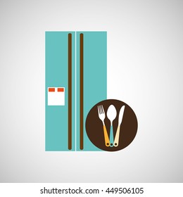 kitchen tools food Cookware fridge isolated, vector illustration