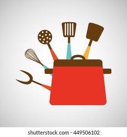 kitchen tools food Cookware isolated, vector illustration