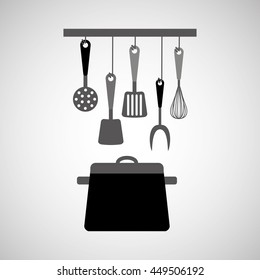 kitchen tools food Cookware isolated, vector illustration