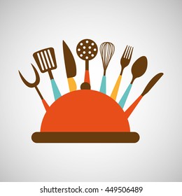 kitchen tools food Cookware isolated, vector illustration
