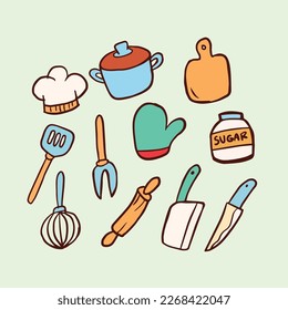 Kitchen Tools Handdrawn doodle illustration