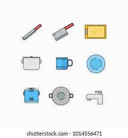 Kitchen tools icon with flat color and flat design.
