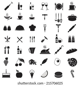 Kitchen tools icon set. Food and drink vector symbols. Elements for restaurant or menu design.