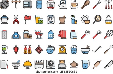 Kitchen tools icons High-Quality Vector Icons Collection with Editable Stroke. Ideal for Professional and Creative Projects.