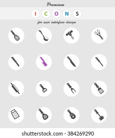 kitchen tools icons set for web sites and user interface