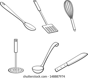 kitchen tools illustrations set