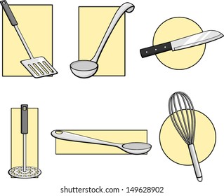 kitchen tools illustrations set