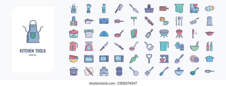 Kitchen Tools, including icons like Apron, Butcher knife, Cooker, Coffee mug and more