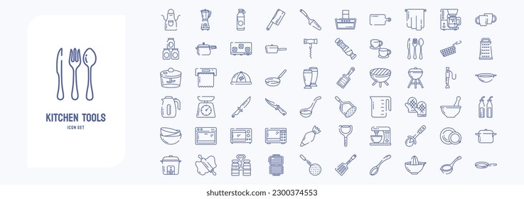 Kitchen Tools, including icons like Apron, Butcher knife, Cooker, Coffee mug and more