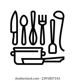 kitchen tools restaurant chef line icon vector. kitchen tools restaurant chef sign. isolated contour symbol black illustration