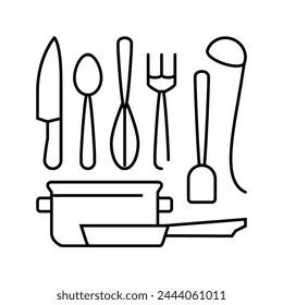 kitchen tools restaurant chef line icon vector. kitchen tools restaurant chef sign. isolated contour symbol black illustration