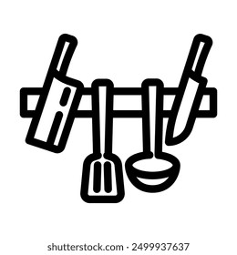 Vector de icono de línea de chef de restaurante de herramientas de cocina Letrero de chef de restaurante. Ilustración negra de símbolo de contorno aislado