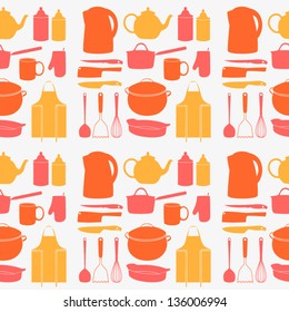 Kitchen tools seamless pattern. Cooking texture can be used for towel design. Vector illustration