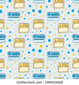 Kitchen tools seamless pattern. Vector culinary illustration for design and web.