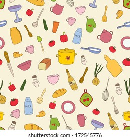 Kitchen tools seamless vector pattern.