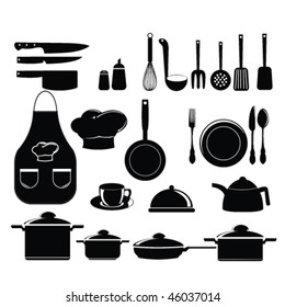  kitchen tools set silhouette