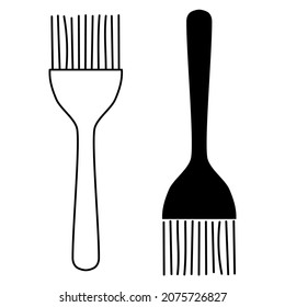 Kitchen tools set of two silicon brushes line and negative outline simple minimalistic flat design vector illustration isolated on white background