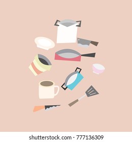 Kitchen tools set , vector illustration