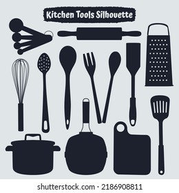 Silueta de herramientas de cocina vector blanco y negro