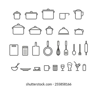 Kitchen tools silhouette icons collection. Design elements