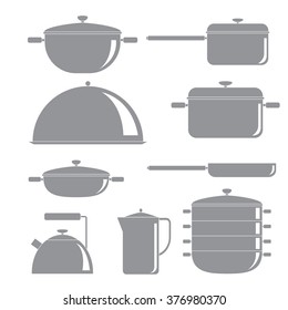 Kitchen Tools Silhouette Icons Set Vector Illustration