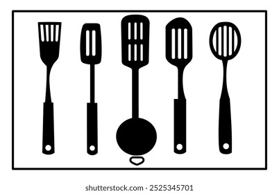 Silueta de las herramientas de cocina, silueta de los utensilios de cocina