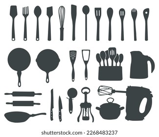 Kitchen tools silhouette, Kitchen utensils silhouette, Cooking tools SVG
 svg
