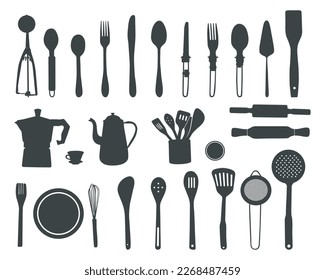 Kitchen tools silhouette, Kitchen utensils silhouette, Cooking tools SVG -V02
 svg