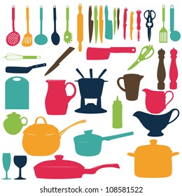 Kitchen tools Silhouette Vector illustration