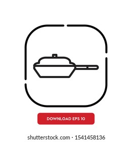 Kitchen tools symbol, frying pan outline vector icon