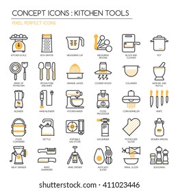 Kitchen Tools , thin line icons set ,pixel perfect icons