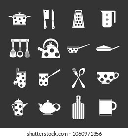 Kitchen tools and utensils icons in simple style isolated vector illustration