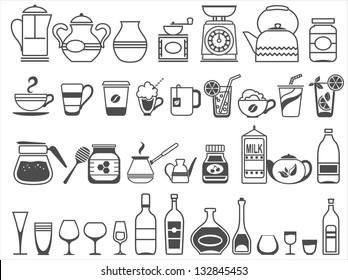 kitchen tools and utensils. Vector illustration. White areas are cut out