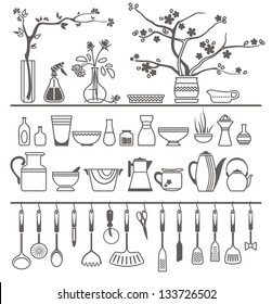 kitchen tools and utensils. Vector illustration