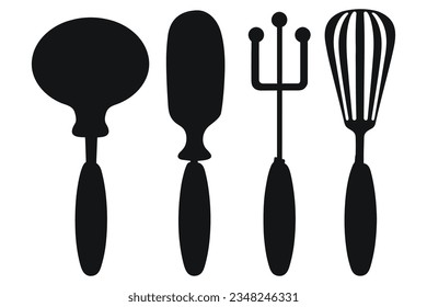 Kitchen tools vector elements, Kitchen utensils Royalty Vector silhouette