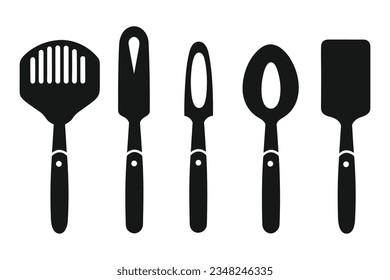 Kitchen tools vector elements, Kitchen utensils Royalty Vector silhouette