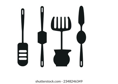 Kitchen tools vector elements, Kitchen utensils Royalty Vector silhouette
