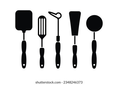 Kitchen tools vector elements, Kitchen utensils Royalty Vector silhouette