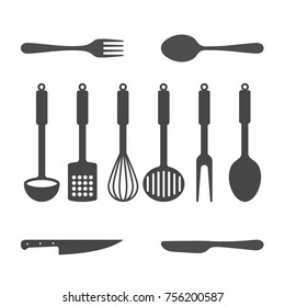 Kitchen tools - vector icon set.