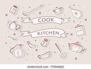 kitchen tools  vector set