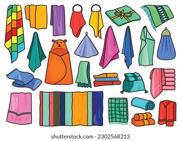 Kitchen towel vector color set icon. Vector illustration textile roll on white background. Isolated color set icon kitchen towel.