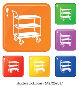 Kitchen trolley icons set collection vector 6 color isolated on white background