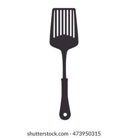 kitchen turner slotted  utensil silverware food silhouette vector illustration