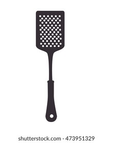 kitchen turner splotted utensil silverware food silhouette vector illustration
